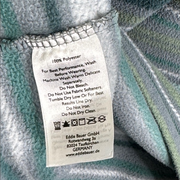 Eddie Bauer Women's Small Green Gray Striped Half Zip-Up Fleece Pullover - Picture 5 of 6